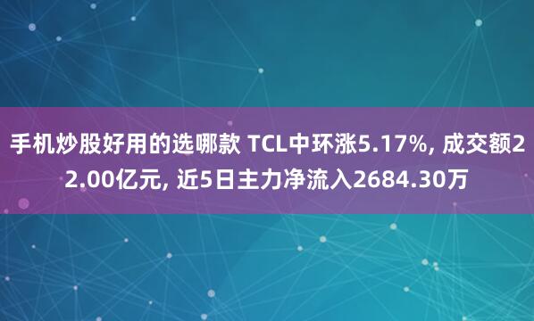 手机炒股好用的选哪款 TCL中环涨5.17%, 成交额22.00亿元, 近5日主力净流入2684.30万