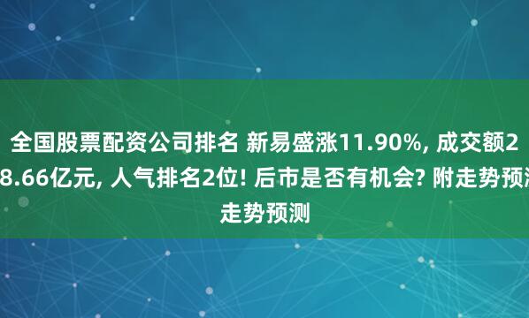 全国股票配资公司排名 新易盛涨11.90%, 成交额278.66亿元, 人气排名2位! 后市是否有机会? 附走势预测